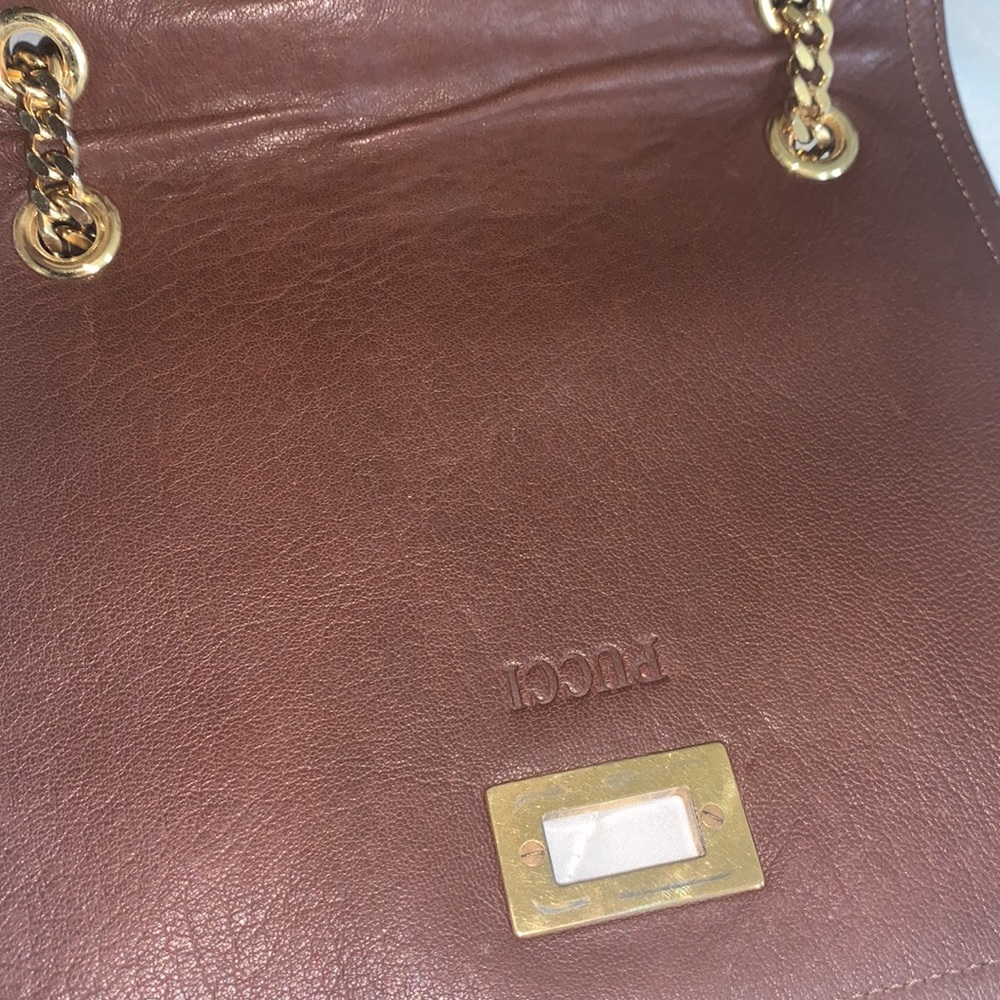 Emilio Pucci Brown Leather Shoulder Bag with Gold Chain. Vintage - Picture 4 of 16